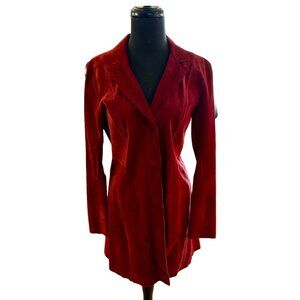 Gorgeous Vintage Rozae Nichols Red 100% Suede Leather Duster Coat • Size Medium